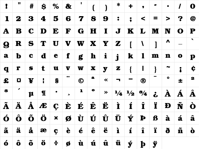 ITCmanBold-Book Book  glyph index