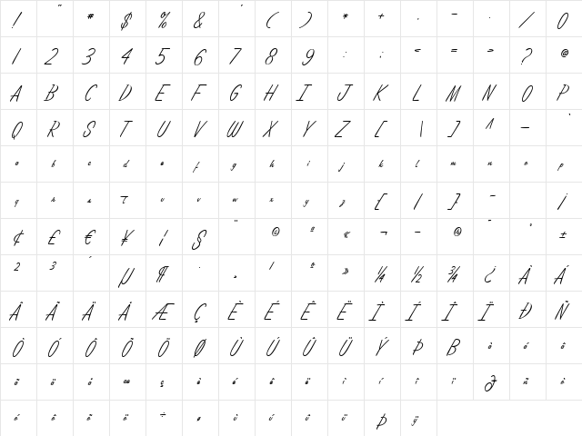 Lamplighter Marquee Regular  glyph index