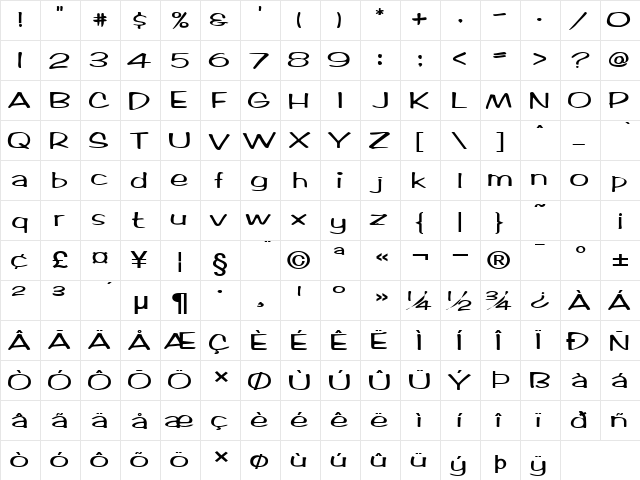 Marlo-Extended Bold  glyph index