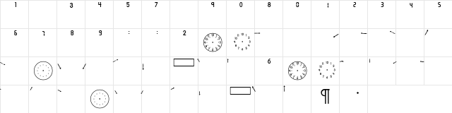 AbcClocks Regular  glyph index