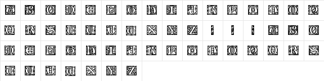 GloucesterInitialen Regular  glyph index