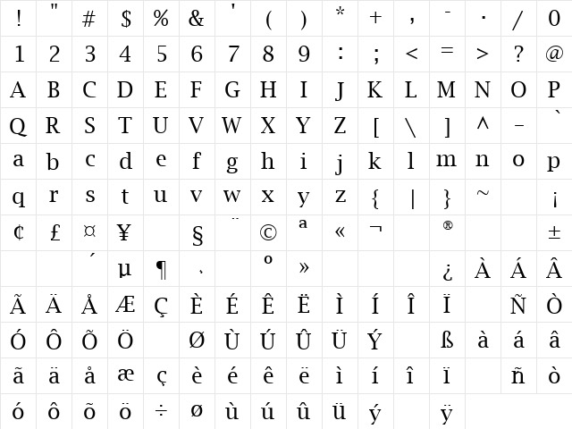 Signs Of Life 5 Regular  glyph index