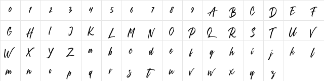 Jaeggers FREE Regular  glyph index