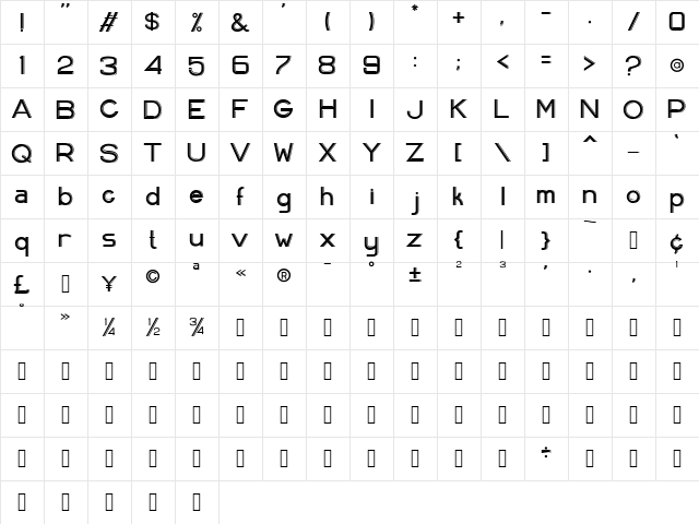 Aveela Regular  glyph index