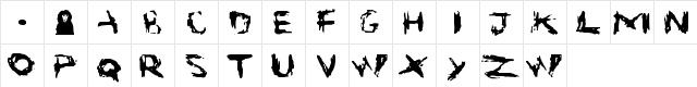 New Regular  glyph index