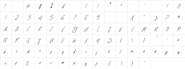 Hollywise Regular  glyph index