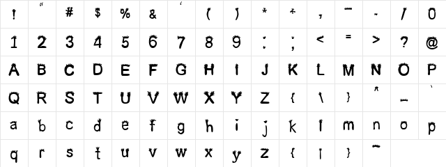 butch crew Regular  glyph index