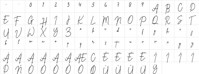 Whistle Regular  glyph index