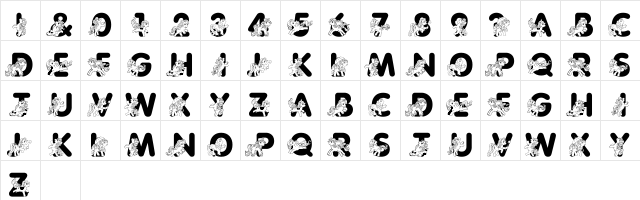 LMS Pretty Pony Regular  glyph index