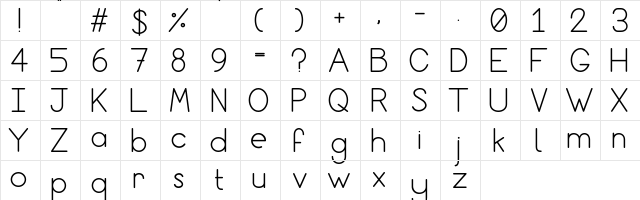Sky of Eden Regular  glyph index