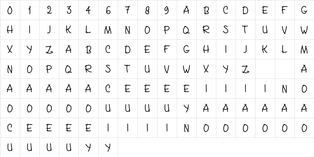 Mondas Bold  glyph index