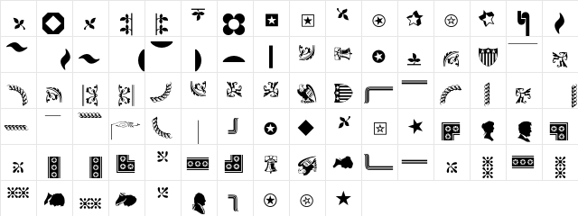 Borders Ornaments P01 Regular  glyph index