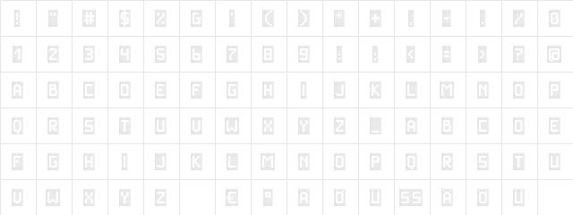 VegasTWENTYONE Regular  glyph index