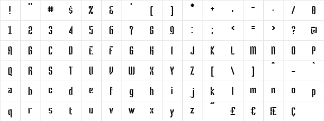 Melbylon Regular  glyph index