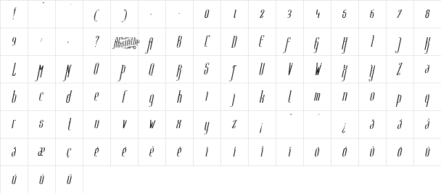 Absinthe FT Italic  glyph index