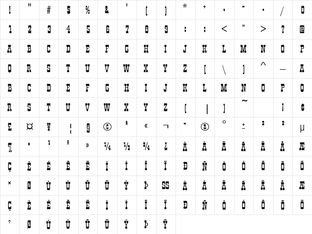 Circus Regular  glyph index