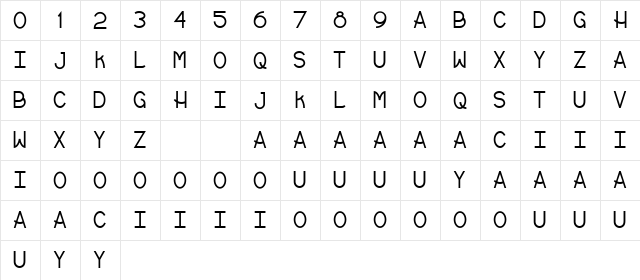 CC Alamo Regular  glyph index