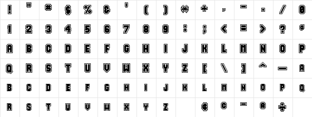 Varsity Regular  glyph index
