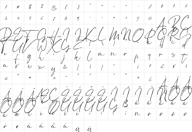 Ethikopia Signature Regular  glyph index