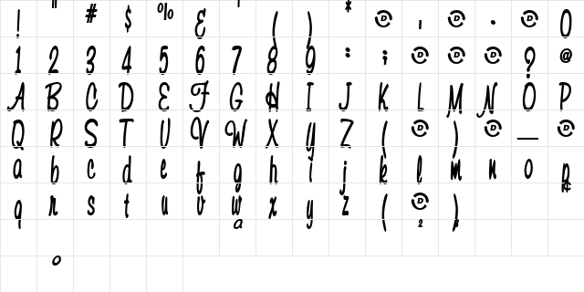 Fishing Regular  glyph index