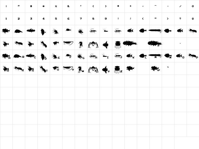 GAIDEN Regular  glyph index