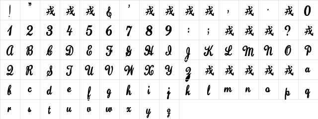 SoulDeep Regular  glyph index