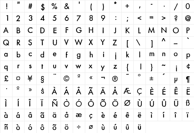 Graham Regular  glyph index