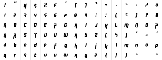 Tommi Regular  glyph index