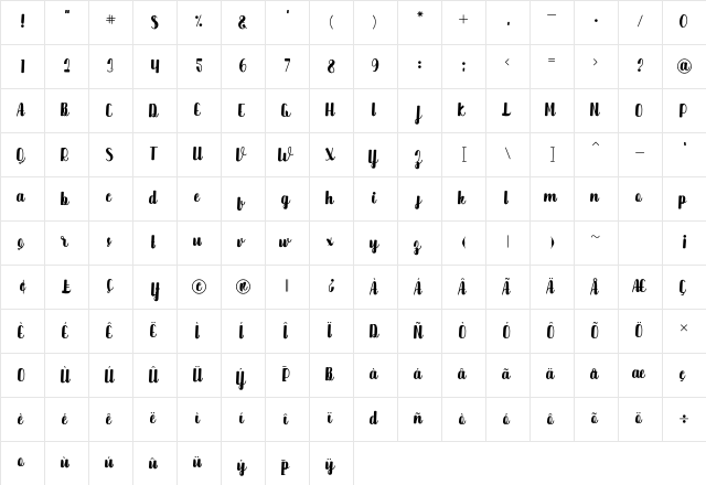 Bold Berrywalls BoldBerrywalls  glyph index