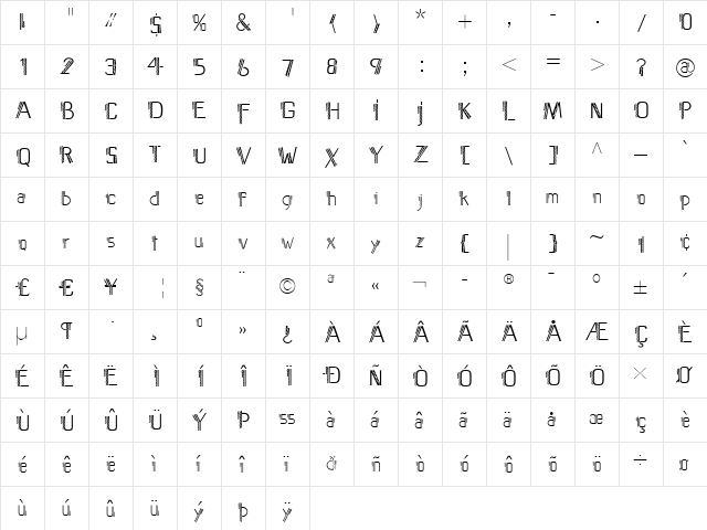 Mediterraneo LT Regular  glyph index