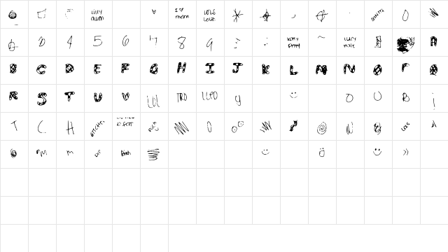 IdiotWasHere Medium  glyph index