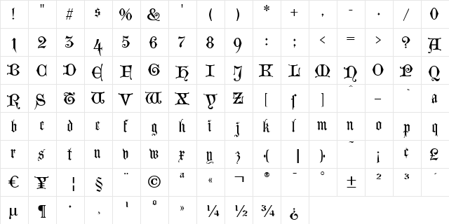 Lombardina Two Regular  glyph index