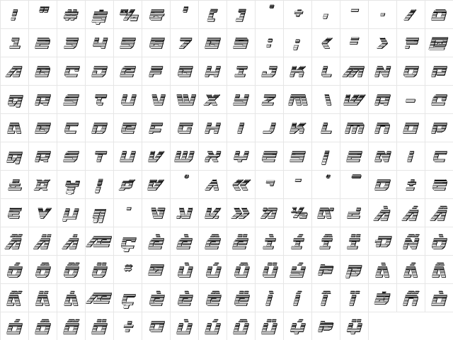 Armed Lightning Chrome Italic Italic  glyph index