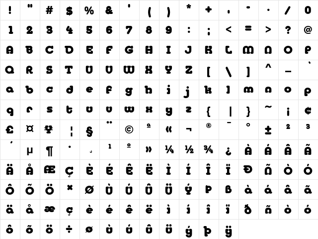 MediaSerifEF ExtraBold  glyph index