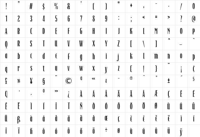 TFRaincheck Regular  glyph index