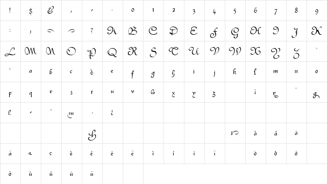 SavannahScriptSSK Regular  glyph index