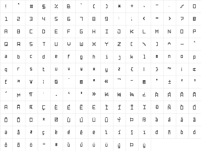 Line Pixel-7 Regular  glyph index