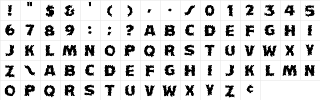 HFF Fire Dancer Regular  glyph index
