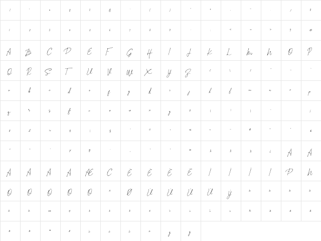 Sella Callista Regular  glyph index