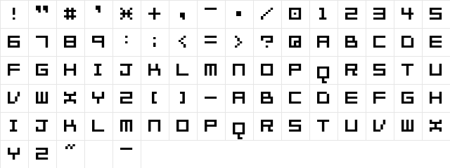 7px2bus Regular  glyph index