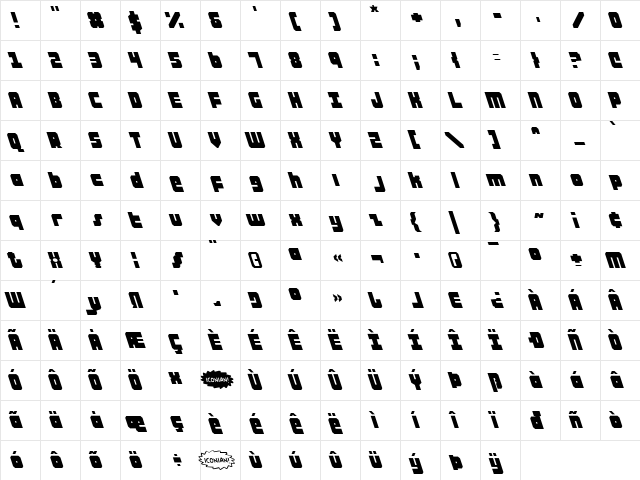 Alpha Taurus Leftalic Leftalic  glyph index
