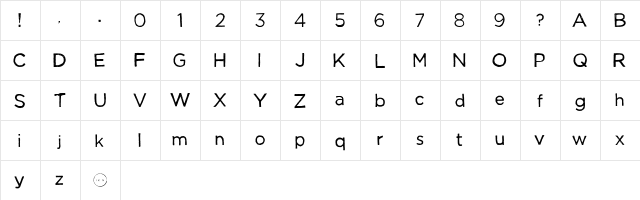 Manhattan Hand Normal  glyph index
