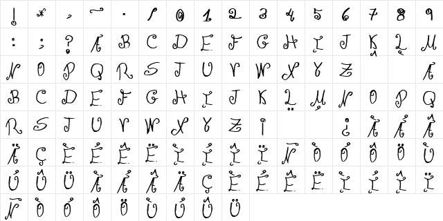 JMH Paula SM Regular  glyph index