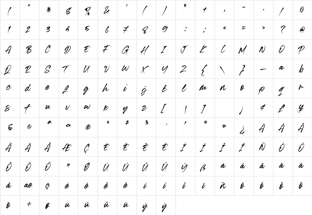 Authentic Photograph Regular  glyph index