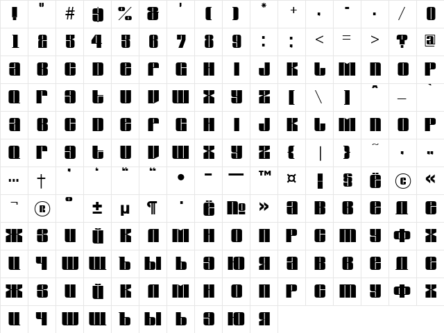 a_Globus Regular  glyph index