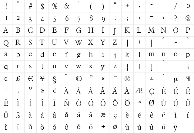 FranciscoSerial-Light Regular  glyph index