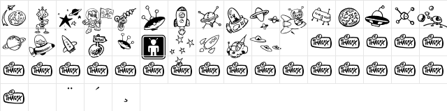 Space Shop Regular  glyph index