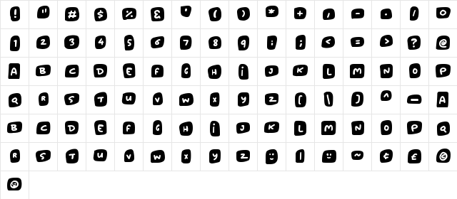 Marshmallows Regular  glyph index