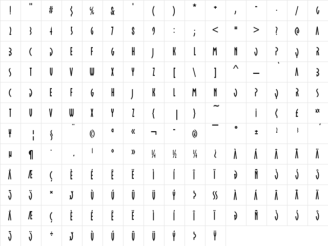 Becker Oklahoma Open Regular  glyph index