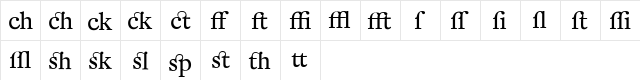 DTLFleischmannT Regular  glyph index